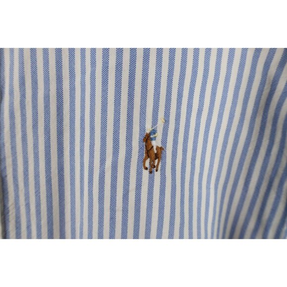 Vtg 90s Ralph Lauren Mens XL Classic Fit Striped Oxford Cotton Button Down Shirt - Picture 4 of 12